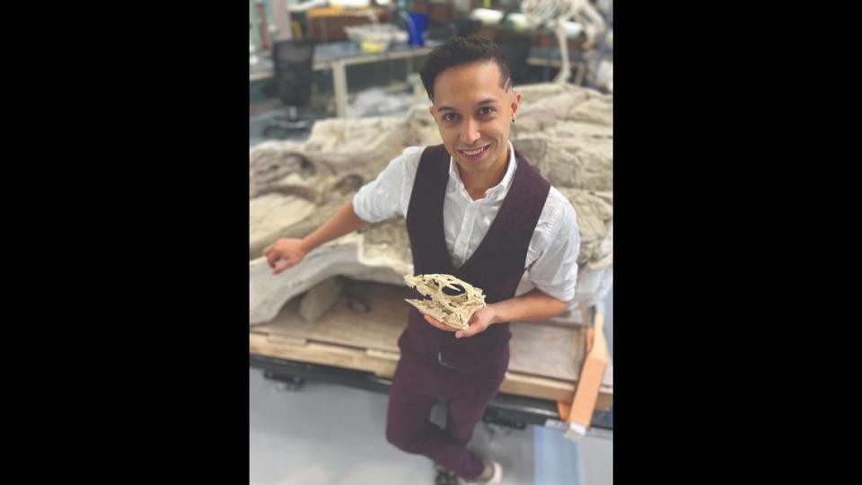 Haviv Avrahami, a PhD student at N.C. State University, has been studying a burrowing dinosaur called Fona herzogae for more than a decade.