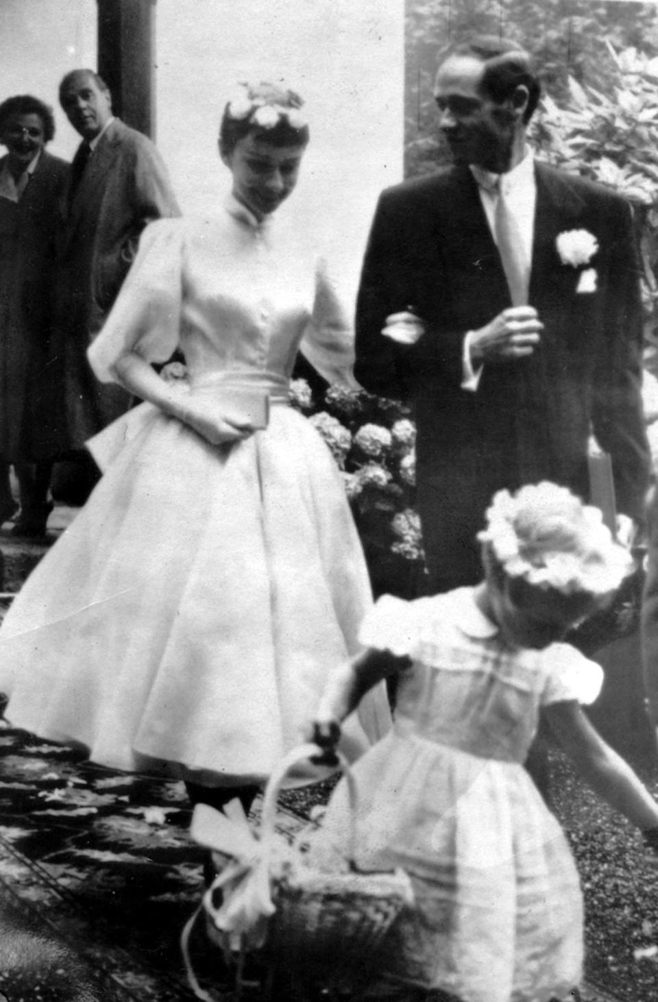 At her wedding to Mel Ferrer in Switzerland in 1954