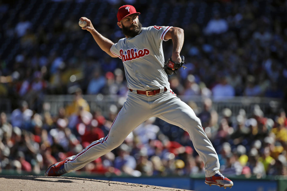 Philadelphia Phillies starting pitcher Jake Arrieta has struggled to miss bats and fantasy owners should expect his ERA to rise in the second half. (AP Photo/Gene J. Puskar)