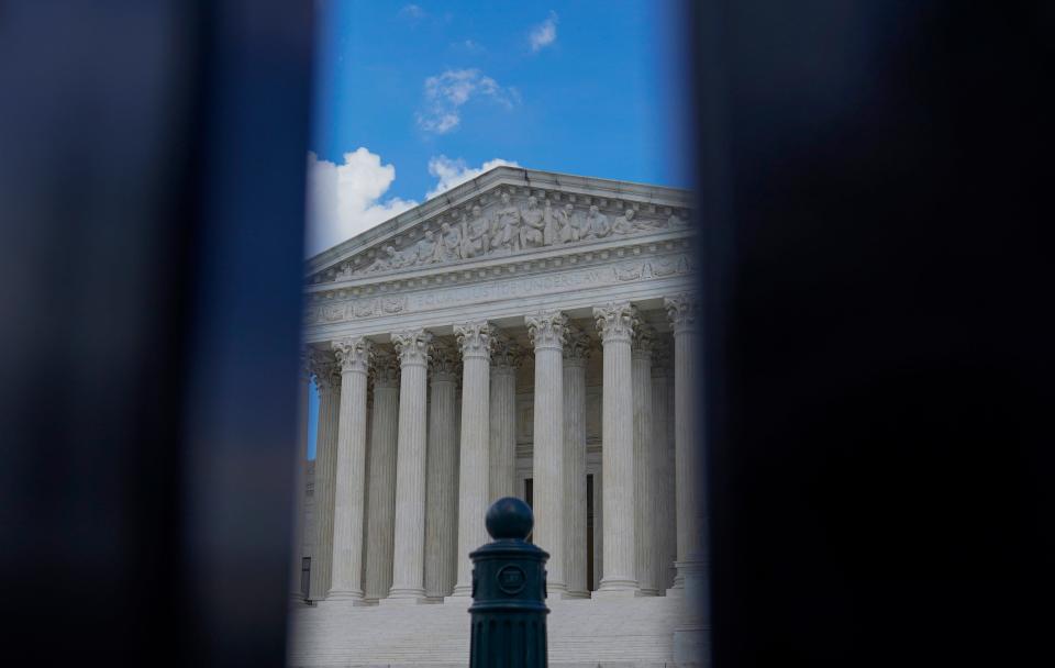 The U.S Supreme Court is seen shortly before sunset Monday, July 18, in Washington.