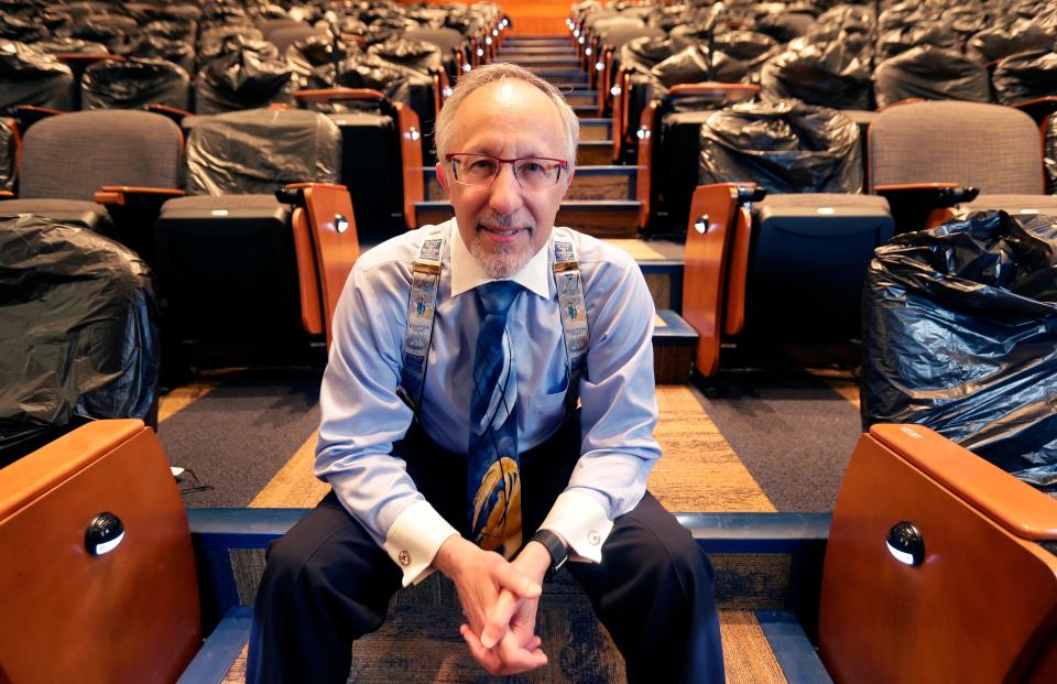 Kenneth Simons, professor of ophthalmology and pathology, is shown in Bolger Auditorium at the Medical College of Wisconsin in Wauwatosa.