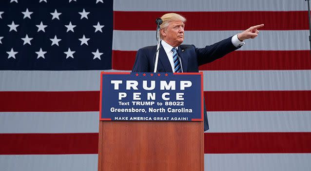 Trump at a rally in North Carolina. Source: AAP