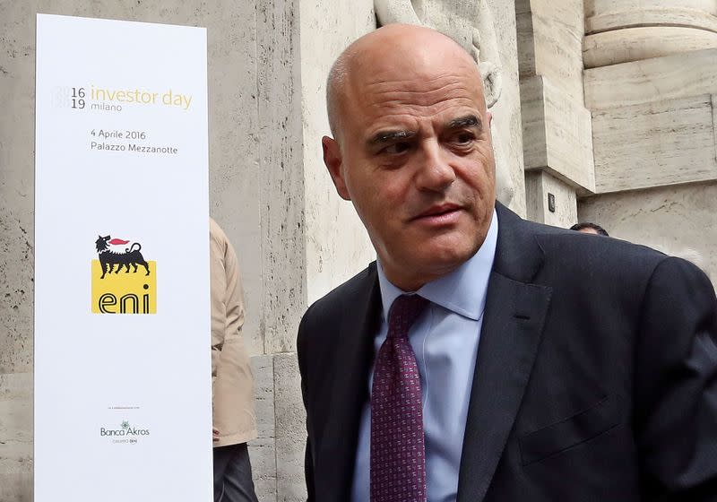 FILE PHOTO: Eni CEO Descalzi arrives at the Milan's stock exchange for the "Eni Investor Day\