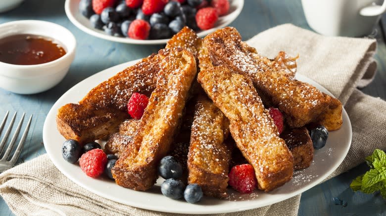 fruit salad with fried bread