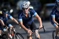 Cyclist Lance Armstrong of the U.S. (C) cycles with a team of riders as he takes part in Geoff Thomas's 'One Day Ahead' charity event during a stage of the 102nd Tour de France cycling race from Muret to Rodez, France, July 16, 2015. REUTERS/Fred Lancelot