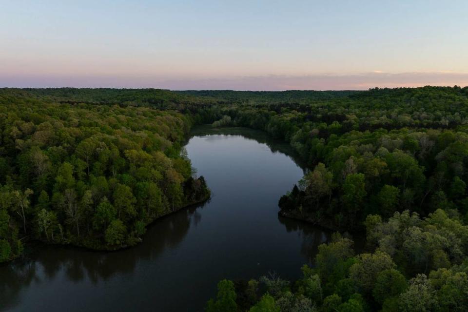 Dusk falls over Pennyrile Forest State Resort Park near Dawson’s Springs. Pennyrile, about a 3-hour drive from Lexington, offers a lodge and cottages; campground; restaurant; hiking; canoes, kayaks and pedal boats; fishing and swimming.