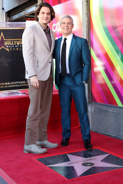 Andy Cohen and John Mayer together at Andy Cohen's Star On The Hollywood Walk Of Fame.
