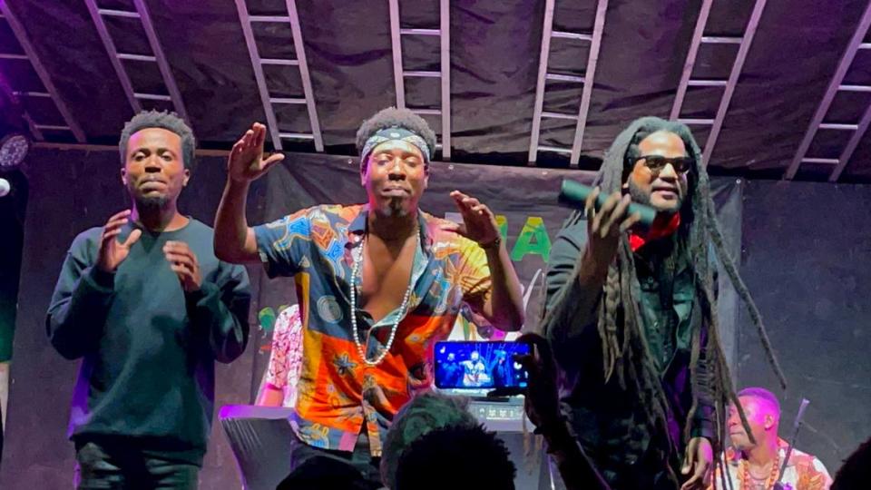 Haitian artist Paul Beaubrun, right, closes out Haiti’s Pap Jazz Festival in January 2023 in the northern city of Cap-Haitien. Beaubrun’s parents are members of the Grammy-nominated band Boukman Eksperyans, which is performing Saturday, May 20, 2023 at Miami’s Haitian Compas Festival. Jacqueline Charles/jcharles@miamiherald.com