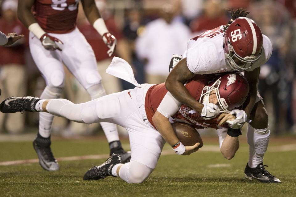 Alabama forced five Arkansas turnovers. (Getty)