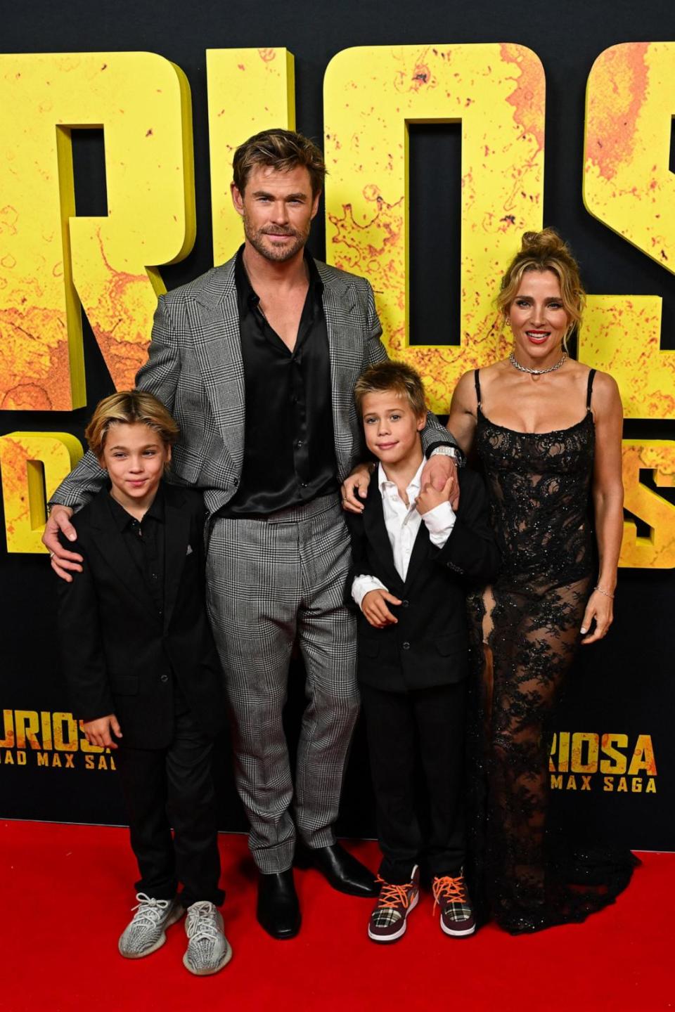 PHOTO: Chris Hemsworth and Elsa Pataky are shown with their children at the Australian Premiere of Furiosa: A Mad Max Saga, at the State Theatre, in Sydney, on May 2, 2024. (James Gourley/Shutterstock)