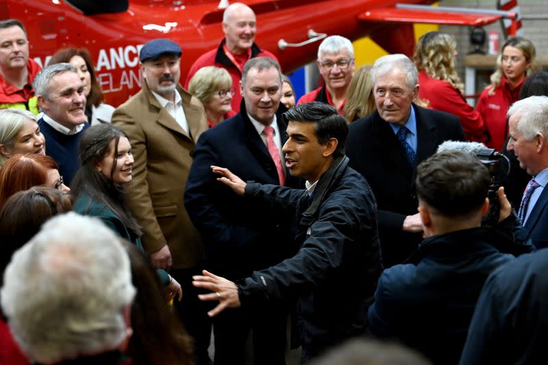 Prime Minister Rishi Sunak visits Air Ambulance Northern Ireland during a visit to Northern Ireland