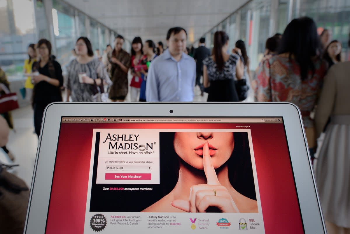 Ashley Madison’s homepage pictured in 2013. The website, aimed at people seeking affairs, experienced a massive data breach in 2015 (AFP via Getty Images)