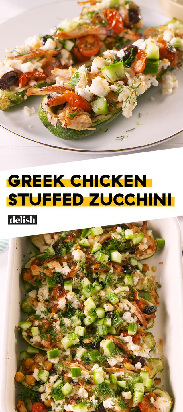 Greek Chicken Stuffed Zucchini