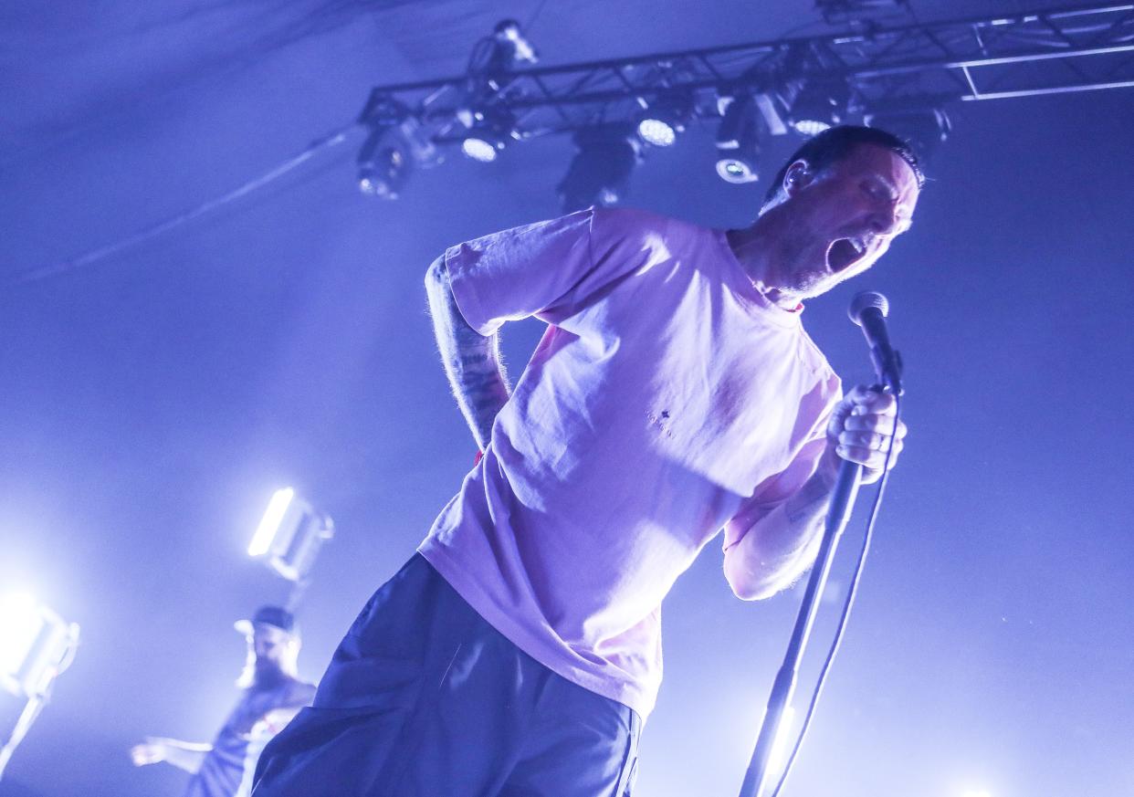 Sleaford Mods perform in the Sonora Tent at the Coachella Valley Music and Arts Festival at the Empire Polo Club in Indio, Calif., Sun., April 23, 2023. 