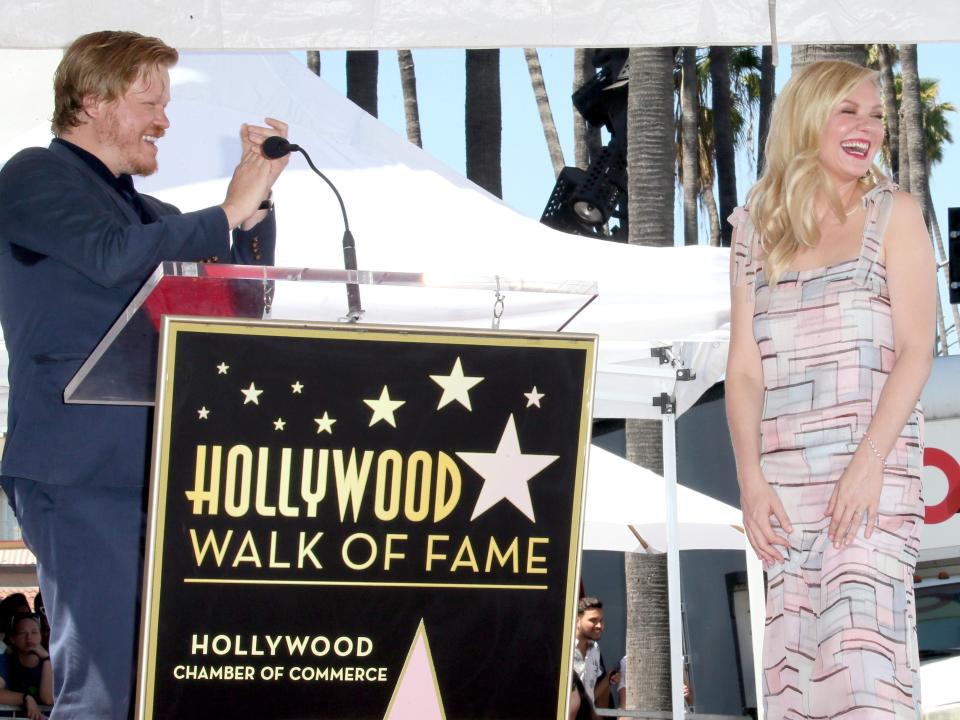 Jesse Plemons and Kirsten Dunst attend the ceremony honoring Kirsten Dunst with a star on the Hollywood Walk of Fame on August 29, 2019 in Hollywood, California.