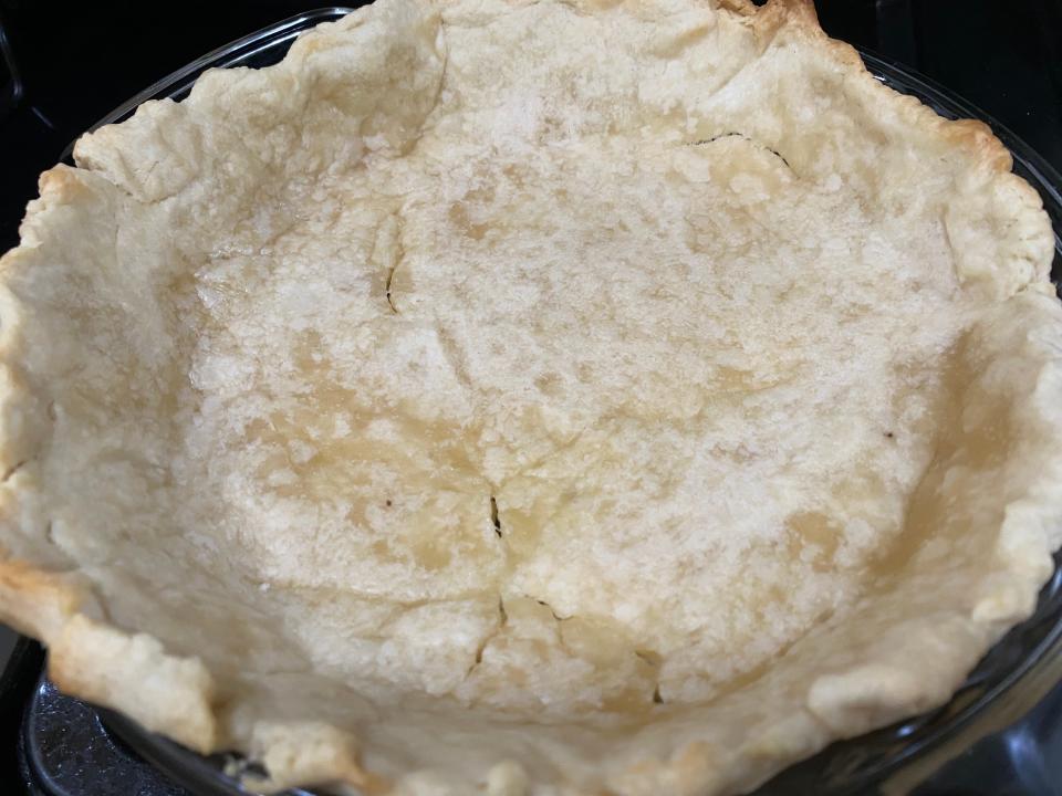 Carla Hall pie crust with crack in pie