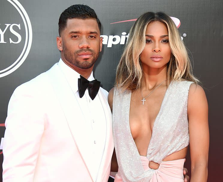 Russell Wilson and Ciara arrive at the ESPY Awards