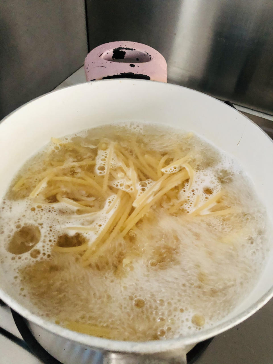 Pasta boiling in water