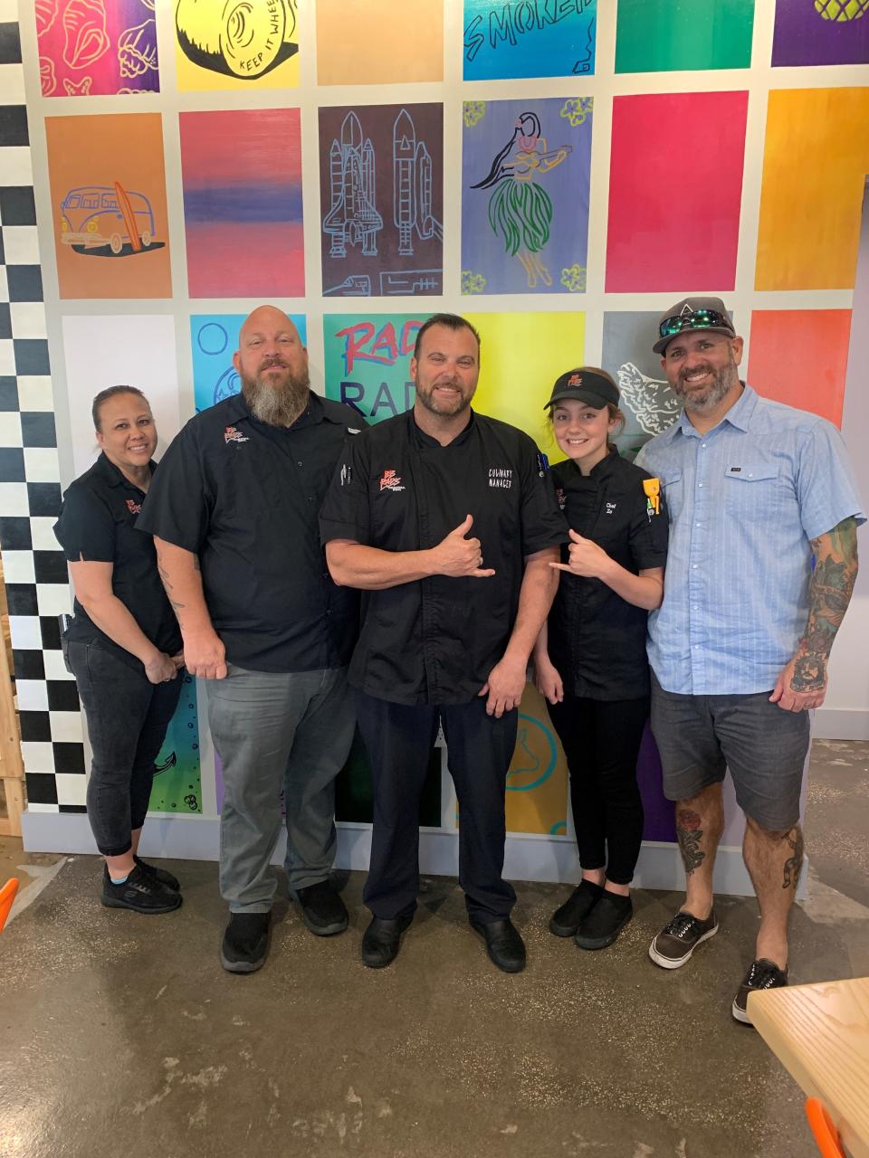 The team at BB Rad's Coastal BBQ in Titusville includes, from left, Christina Mauer, Robert Tadlock, Joshua Goodrich, Zoe Russell and Brad Russell.