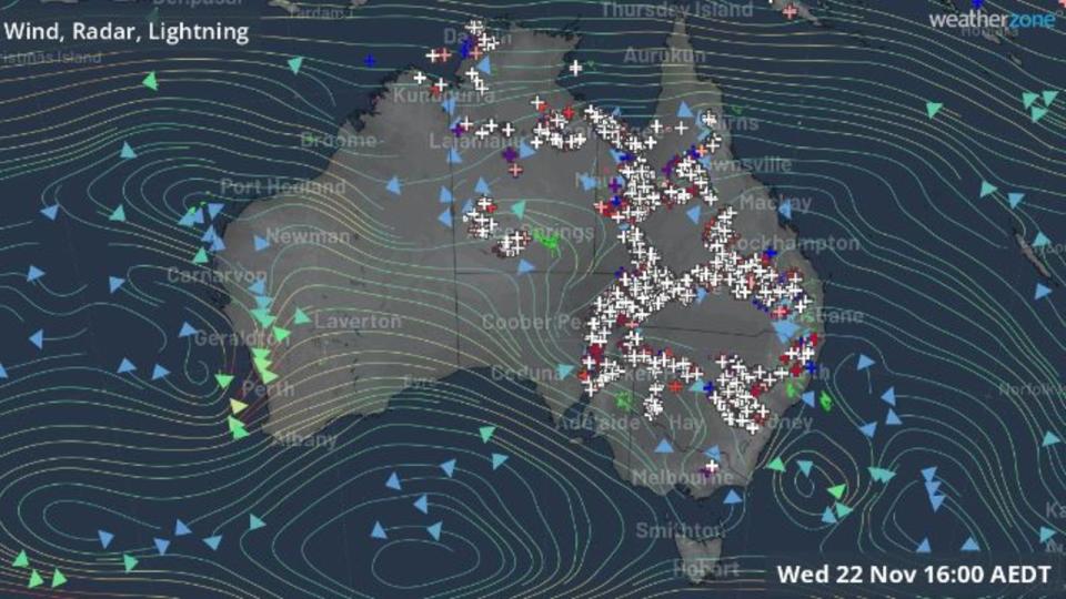 Thousands of lightning strikes were recorded across Australia on Wednesday. Photo: WeatherZone