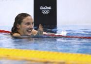 Katinka Hosszu (HUN) of Hungary celebrates REUTERS/Stefan Wermuth