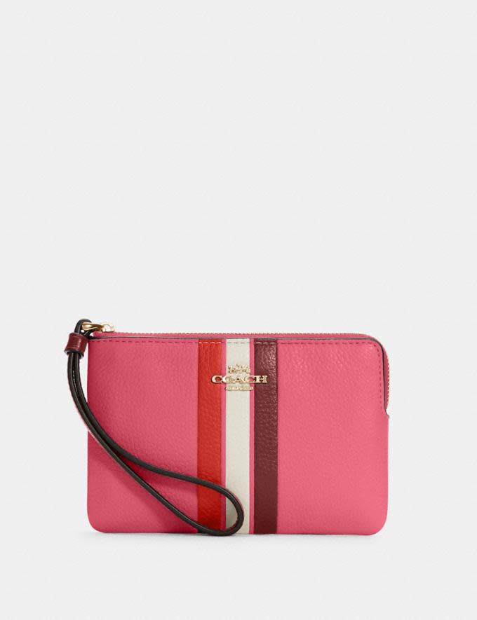 Corner Zip Wristlet In Colorblock With Stripe- Coach Outlet