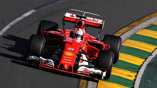 Sebastian Vettel during the race. Pic: Getty