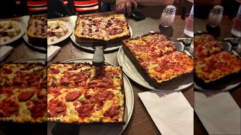 Pizza pies Detroit-style