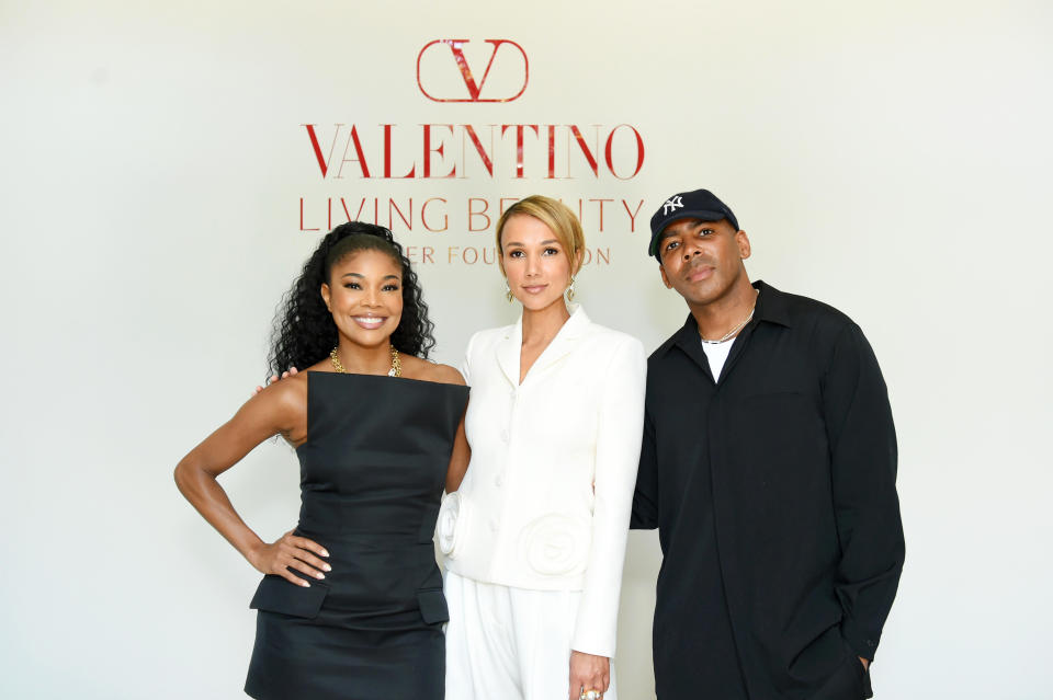 Gabrielle Union, Amie Satchu, and Jason Bolden attend the Living Beauty x Valentino Spring Luncheon