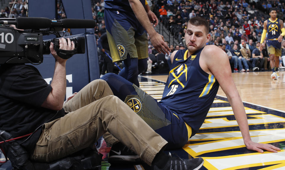 Nikola Jokic and the Nuggets went home decidedly unhappy. (AP)