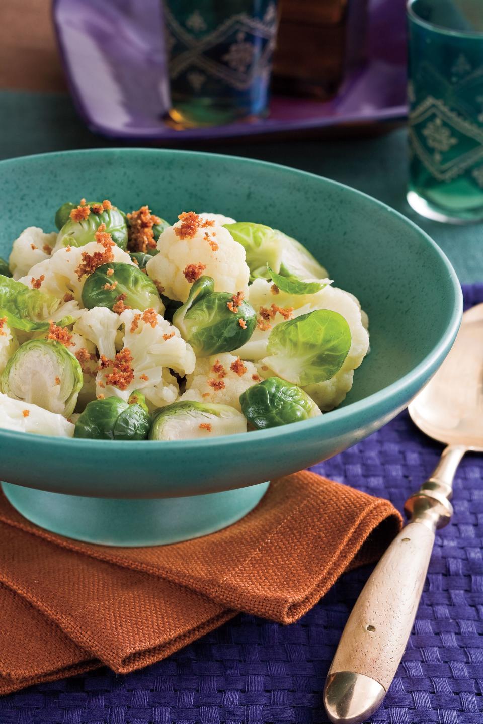 Crumb-Topped Brussels Sprouts and Cauliflower