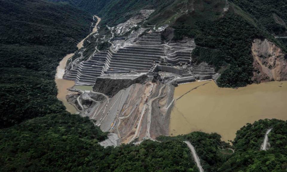 The dam of the Hidroituango Hydroelctric Project, on the river Cauca, near Ituango municipality in Colombia on 12 May.
