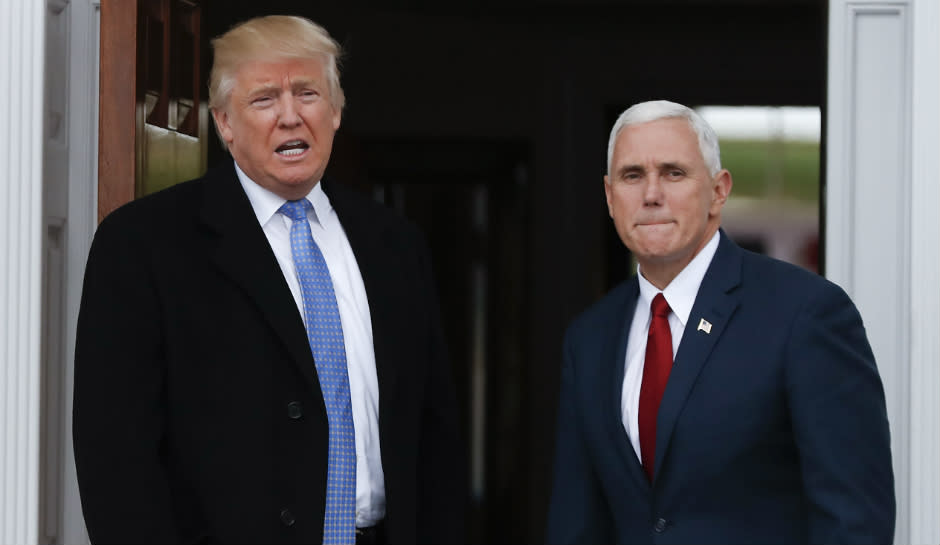 Vice-president elect Mike Pence with president-elect Donald Trump.