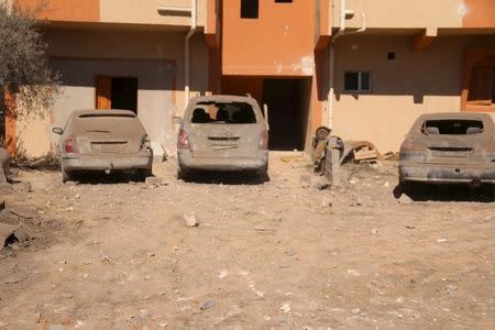 A view shows damage at the scene after an airstrike by U.S. warplanes against Islamic State in Sabratha February 19, 2016. REUTERS/Sabratha municipality media office/Handout