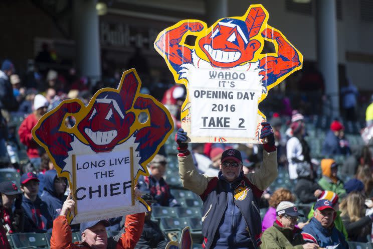 Chief Wahoo won't be seen as much in 2017. (Getty Images/Jason Miller)