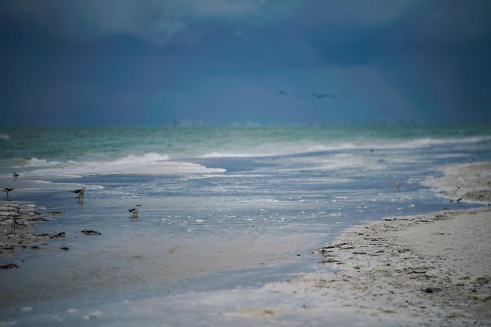 Waves push onto the beach at Delnor-Wiggins Pass State Park as Hurricane Idalia passes Naples during a king tide on Tuesday, Aug. 29, 2023.