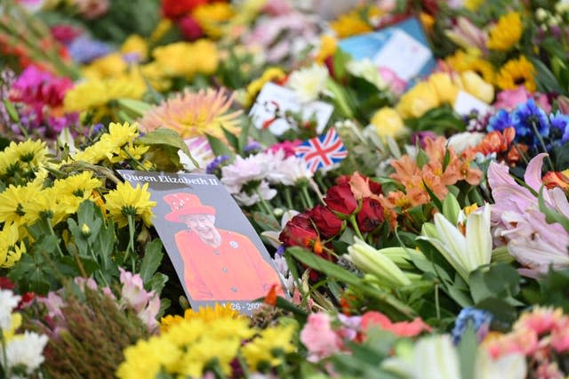 Among the floral tributes was a picture of the Queen 