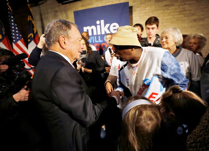 Democratic presidential candidate Bloomberg at campaign event in Winston-Salem, North Carolina