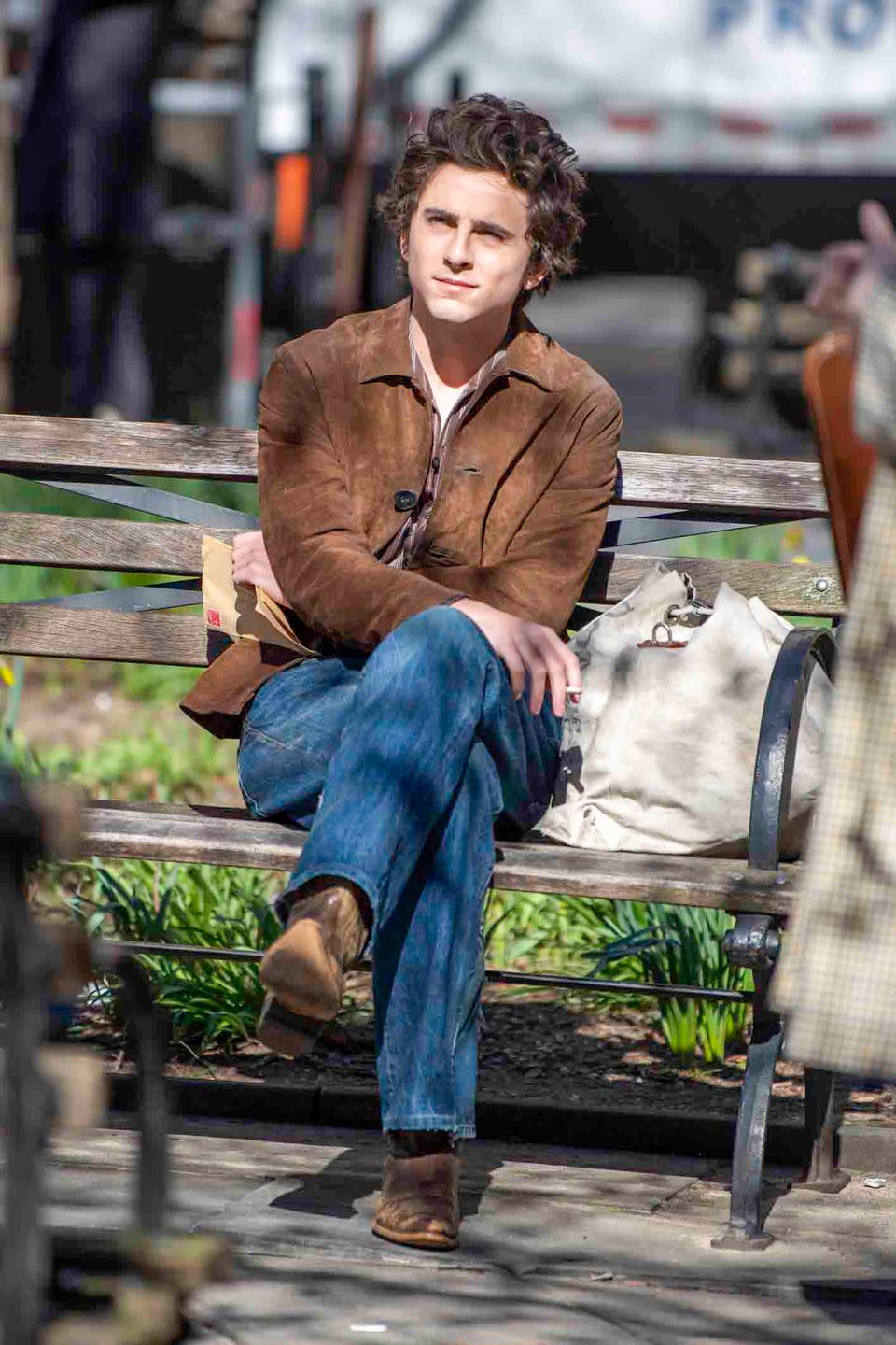 timothee chalamet filming a complete unknown
