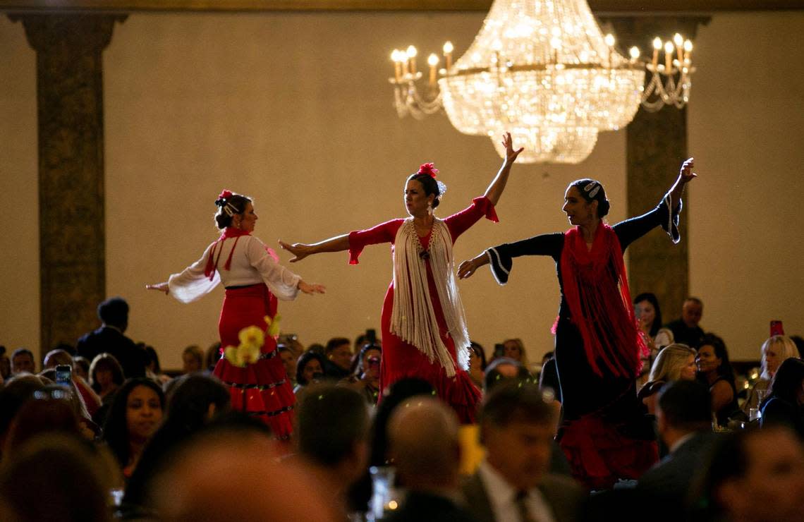 Flamenco dancers perform during the 21st Hispanic Women of Distinction ceremony on Friday, Aug. 26, 2022, in Davie, Fla.