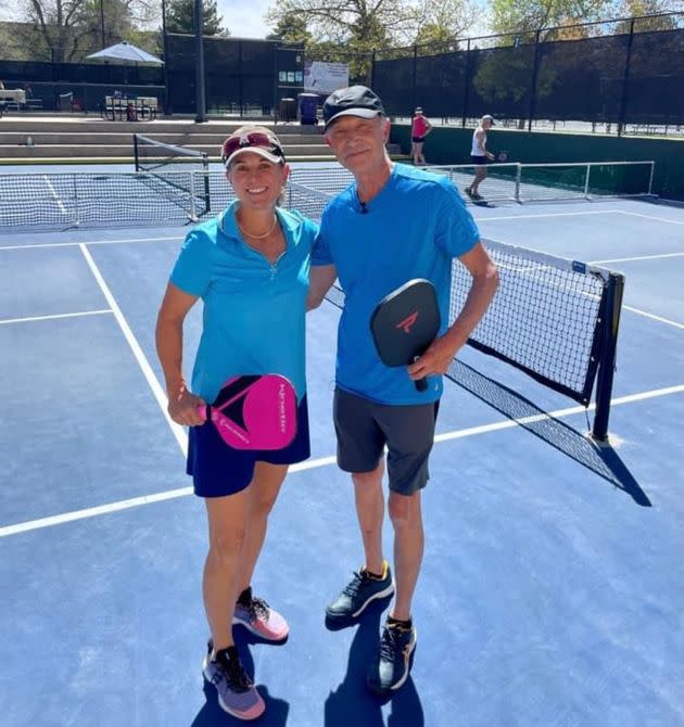 The City of Denver reached a settlement with 71-year-old Arslan Guney, right, in court Wednesday. Guney played pickleball with his attorney Hollynd Hoskins, left, after the settlement. (Photo: Courtesy of Hollynd Hoskins)