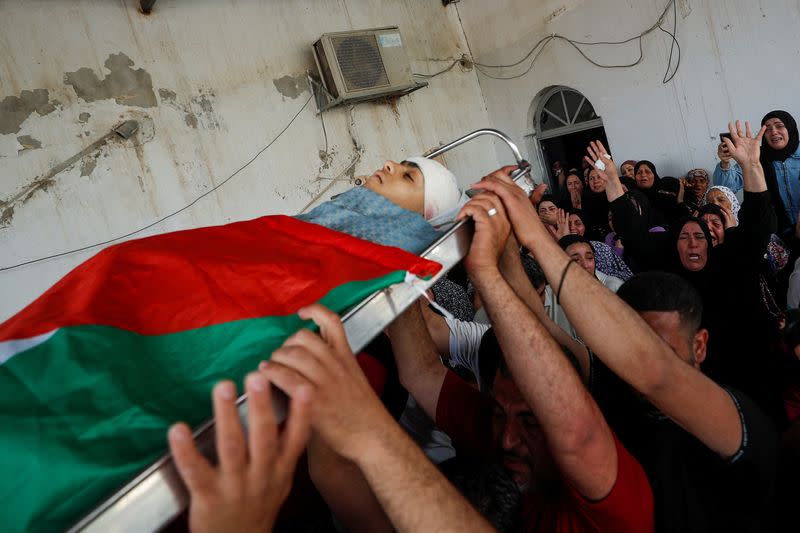 Funeral of a Palestinian killed during an Israeli raid, near Jericho