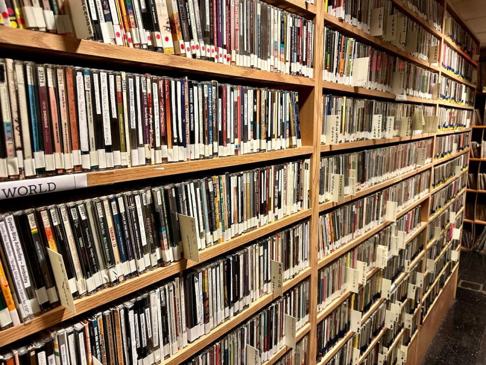 Some of the many shelves of the music archive at CJAM 99.1 FM.