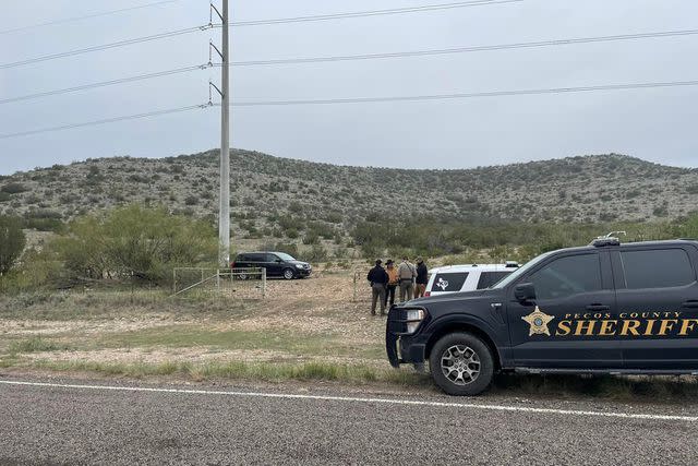 <p>Pecos County Sheriff's Office</p> Scene in Pesco County where Justin Urrutia's vehicle was found abandoned