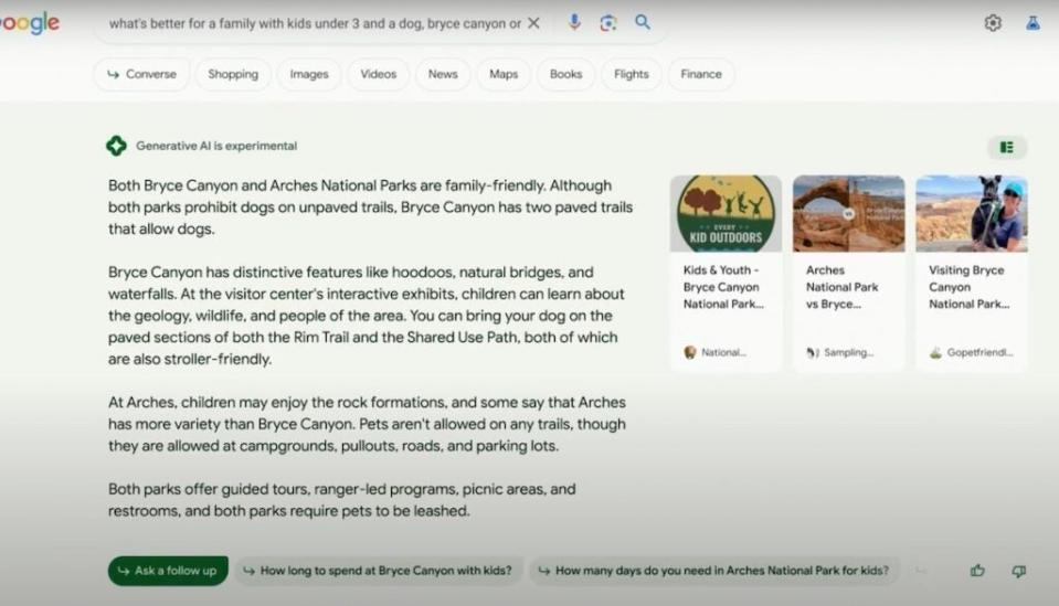 Google showed how AI can replace search at its I/O developers’ conference. (Screenshot: Google)