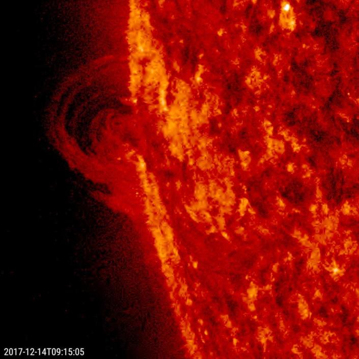 A solar prominence as seen by Nasa’s Solar Dynamics Observatory in 2017 (Nasa)