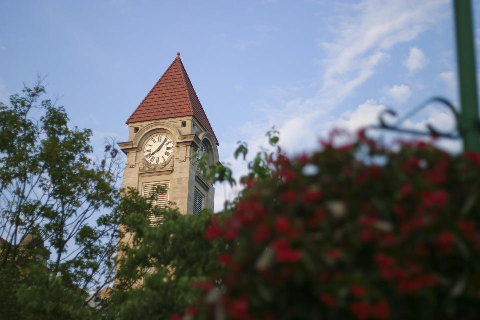 Clock tower in Bloomington, Indiana