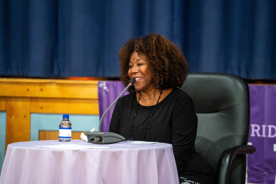 Ruby Bridges spoke at a school assembly in Prospect Park on Tuesday, Nov. 14, 2023.
