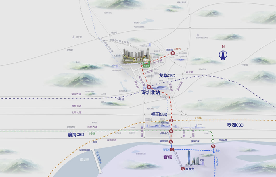 深圳4號沿線的龍華區薈港尊邸，便是港鐵的已發展項目，而目前4號線也是港人北上消費社群的主要路徑