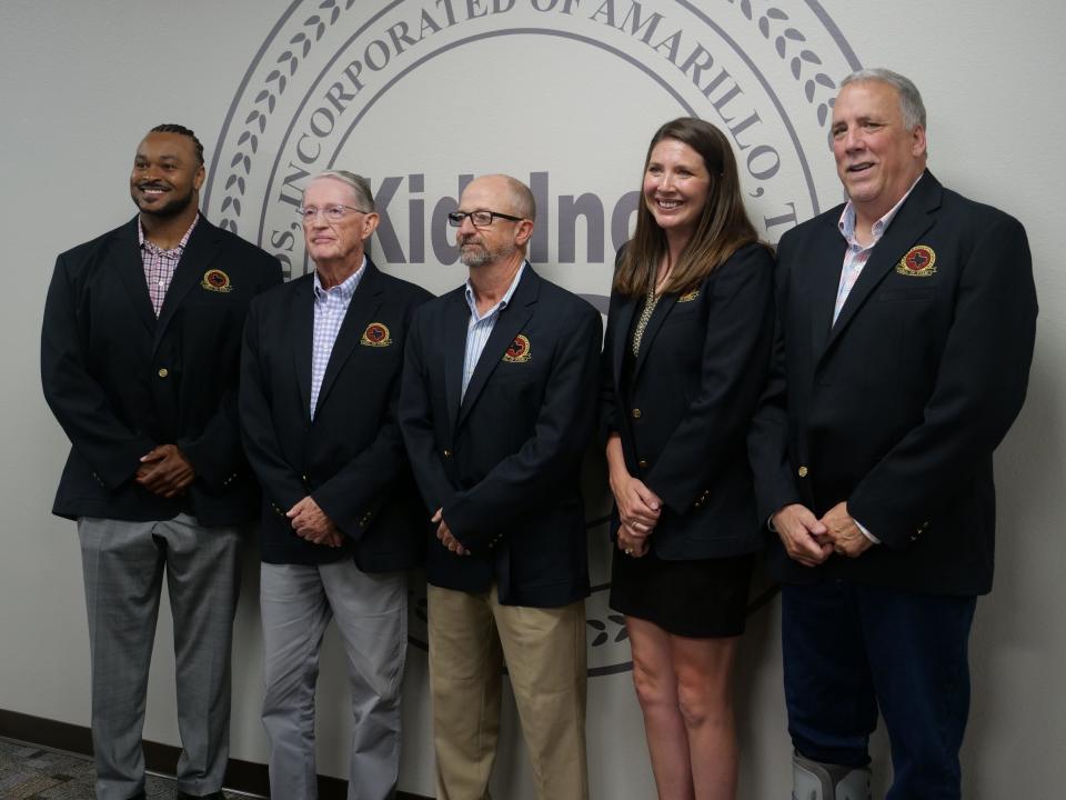 The 2023 class of the Texas Panhandle Hall of Fame. From left, Ziggy Hood, Fred Cooper, Chris Koetting, Kori Cooper-Clements, and Rick Cooper.